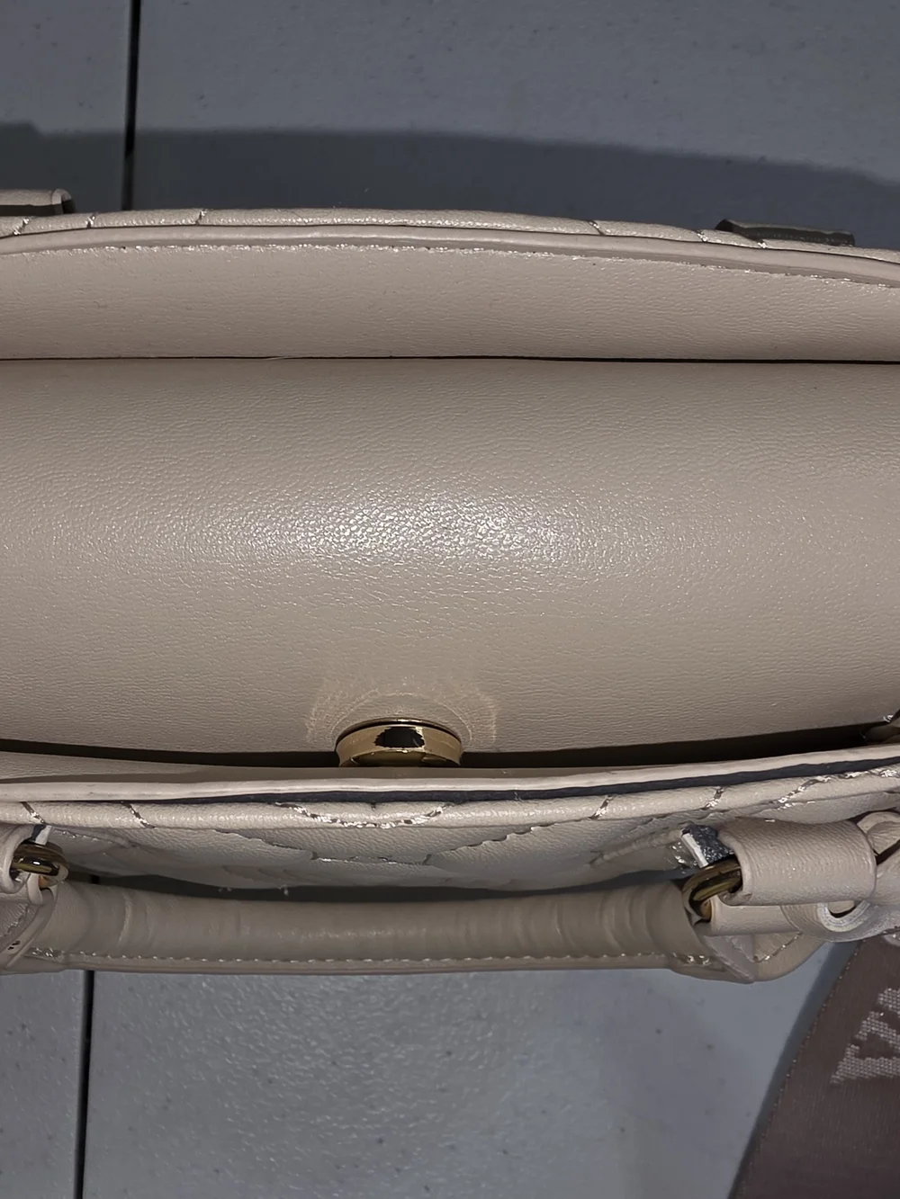 Valentino Orlandi Quilted Top-Handle Satchel in Beige. NWOT